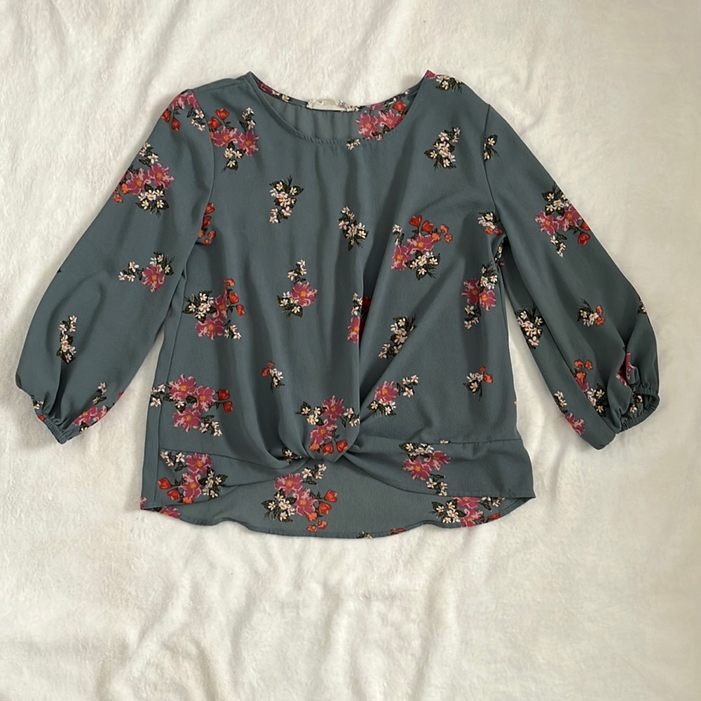 Floral, green-blue top from Pink Republic.